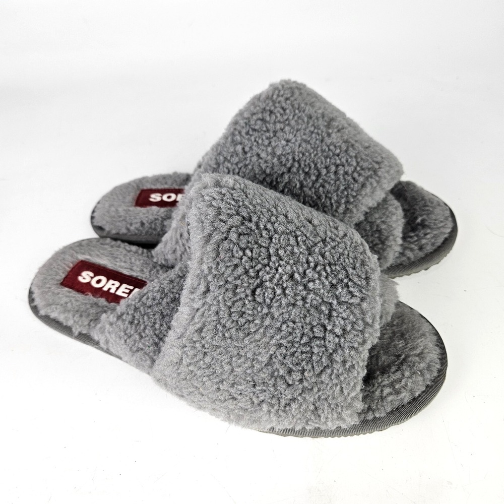 Sorel Go Mail Run Slippers Shoes Women's Size: 7 Fluffy Quarry Gray